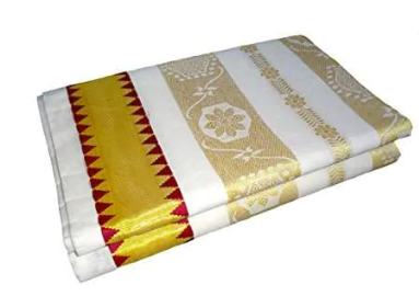 Kasava/ White and Gold Sari of Kerala